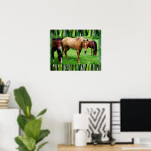 POSTER HEUREUX CHEVAUX (Bureau à domicile)