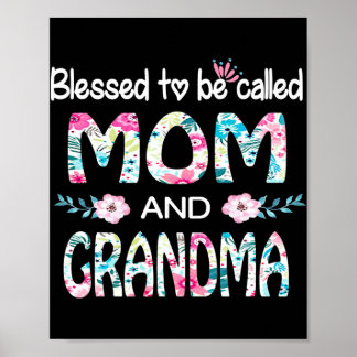 Poster Heureux D'Être Appelé Maman Et Grand-Mère Floral C