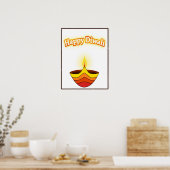 Poster Heureux Diwali et Diya Lamp (Cuisine)
