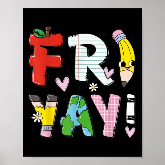 Poster Heureux Fri-yay Funny Fri Yay Professeur Étudiant  (Devant)