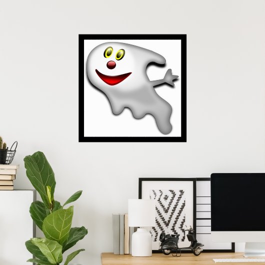 POSTER "HEUREUX HALLOWEEN" GHOST (Bureau à domicile)