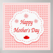 POSTER "HEUREUX JOUR DE LA MÈRE" COEURS ROSES (Devant)