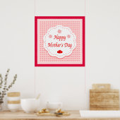 POSTER "HEUREUX JOUR DE LA MÈRE" COEURS ROSES (Cuisine)