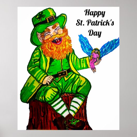 POSTER HEUREUX LEPRECHAUN ET AMI FAIRY (Devant)