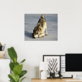 Poster Heureux Loup Sur L'Étang Gelé (Bureau à domicile)