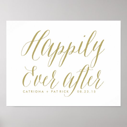 Poster Heureux toujours après l'affiche Mariage | Or (Devant)