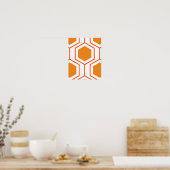 Poster Hexagon abstract geometrical pattern en orange et (Cuisine)
