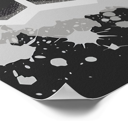 Poster Hexagonal Pattern with Gray Paint Splashes (Coin)