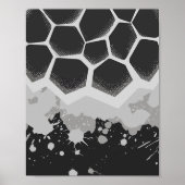 Poster Hexagonal Pattern with Gray Paint Splashes (Devant)