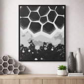 Poster Hexagonal Pattern with Gray Paint Splashes