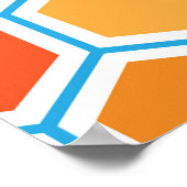 Poster hexagone en orange, bleu et blanc (Coin)