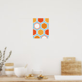 Poster hexagone en orange, bleu et blanc (Cuisine)