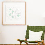 Poster Hexagones géométriques minimalistes modernes du mi<br><div class="desc">Mid Century Moderne minimaliste Géométrique Hexagonal Design en noir et blanc avec des pops de vert menthe. Si vous préférez un autre arrière - plan de couleur ou si vous souhaitez ajouter du texte,  cliquez simplement sur le bouton personnaliser.</div>