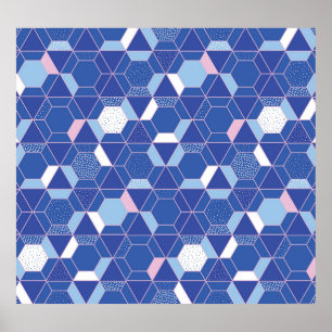 Poster Hexagons, triangles : motif abstrait géométrique.