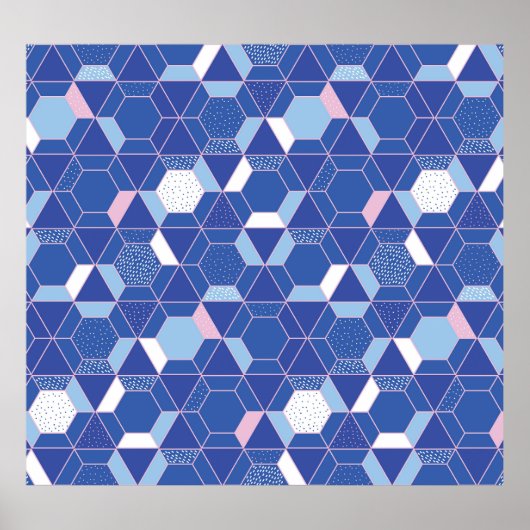 Poster Hexagons, triangles : motif abstrait géométrique. (Devant)