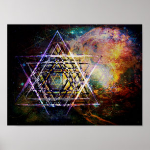 Poster Hexagram sacré de symbole de la géométrie de