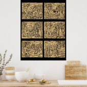 Poster Hexaptyque de sorcières après Guazzo 30x40 (Cuisine)