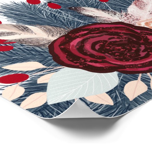 Poster Hey belle florale de Noël (Coin)