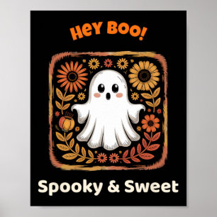 Poster Hey Boo Ghost Retro Halloween Éffrayant Mat Octobr