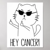 Poster Hey Cancer F U, Funky Chat Doigt Moyen, F#ck Canc (Devant)