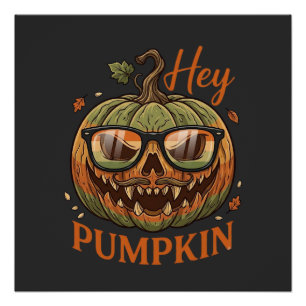 Poster Hey Citrouille Halloween Lanterne Jack Lunettes Mo