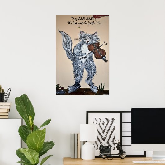 Poster "Hey, Diddle Diddle, le chat et la brosse" (Bureau à domicile)