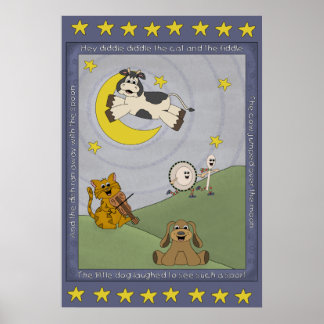Poster Hey Diddle Diddle Nursery Rhyme Nursery
