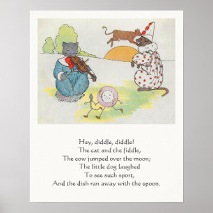 Poster Hey Diddle Diddle The Cat and Fiddle Rhyme