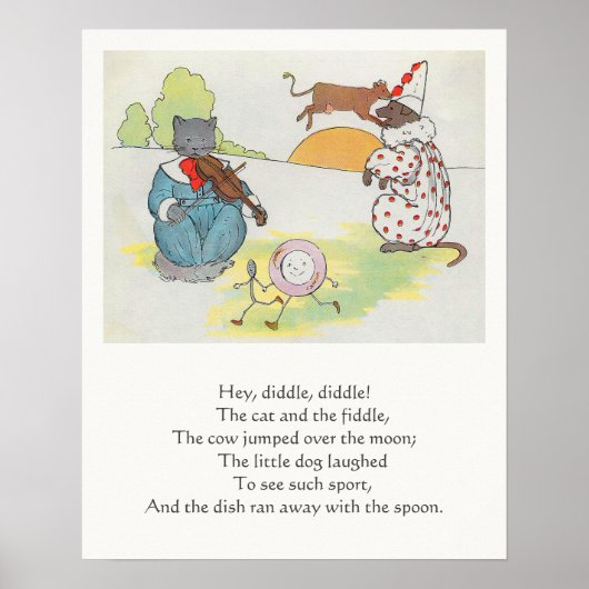 Poster Hey Diddle Diddle The Cat and Fiddle Rhyme (Devant)