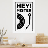 Poster Hey mister DJ inspiration musique blanche (Cuisine)