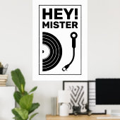 Poster Hey mister DJ inspiration musique blanche (Bureau à domicile)