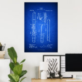 Poster Hi res Trombone Patent art Blueprint style (Bureau à domicile)