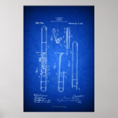 Poster Hi res Trombone Patent art Blueprint style (Devant)