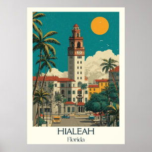 Poster Hialeah Florida Vintage Historic City Travel Art