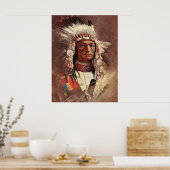 Poster Hiawatha Portrait en chef des Indiens d'Amérique (Cuisine)