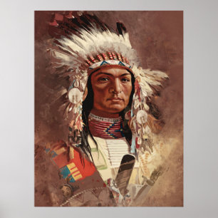 Poster Hiawatha Portrait en chef des Indiens d'Amérique