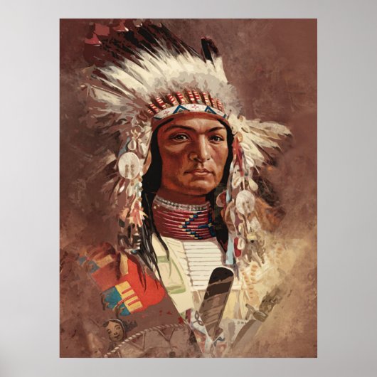 Poster Hiawatha Portrait en chef des Indiens d'Amérique (Devant)