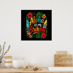 Poster Hibiscus Aloha Anniversaire Hawaï