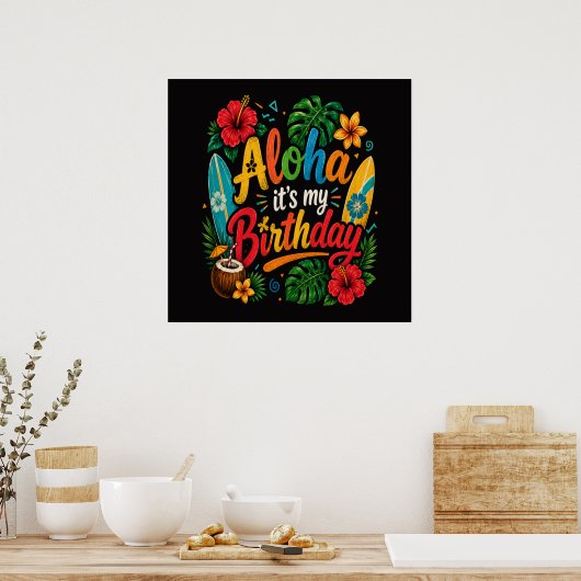 Poster Hibiscus Aloha Anniversaire Hawaï (Cuisine)
