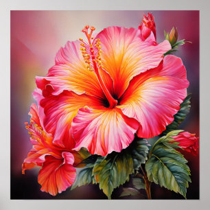 Poster Hibiscus aquarelle