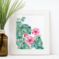Hibiscus et Feuilles de Monstera