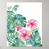 Poster Hibiscus et Feuilles de Monstera (Devant)