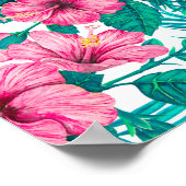 Poster Hibiscus et palmiers feuilles (Coin)