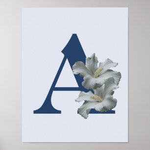 Poster Hibiscus Fleur Monogramme Initiale A