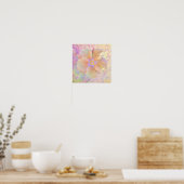 Poster Hibiscus fleur tropicale iridescente look or rose (Cuisine)