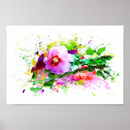 Poster Hibiscus Flower, hibiscus fleur, Watercolor (Devant)