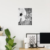 Poster Hibiscus noir et blanc (Bureau à domicile)