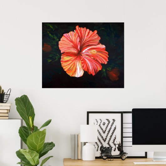 Poster Hibiscus orange (Bureau à domicile)