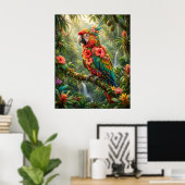 Poster Hibiscus Perroquet Tropic Glow (Bureau à domicile)