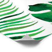 Poster Hibiscus rose et Mariage Feuille tropical (Coin)